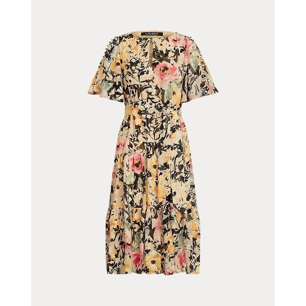 Lauren Ralph Lauren Floral Jacquard Midi Dress Sz 4 MSRP $225